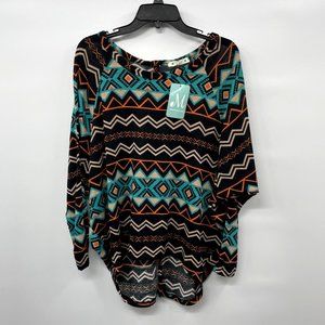 Hug Womens Western Sky Print Blouse NWT